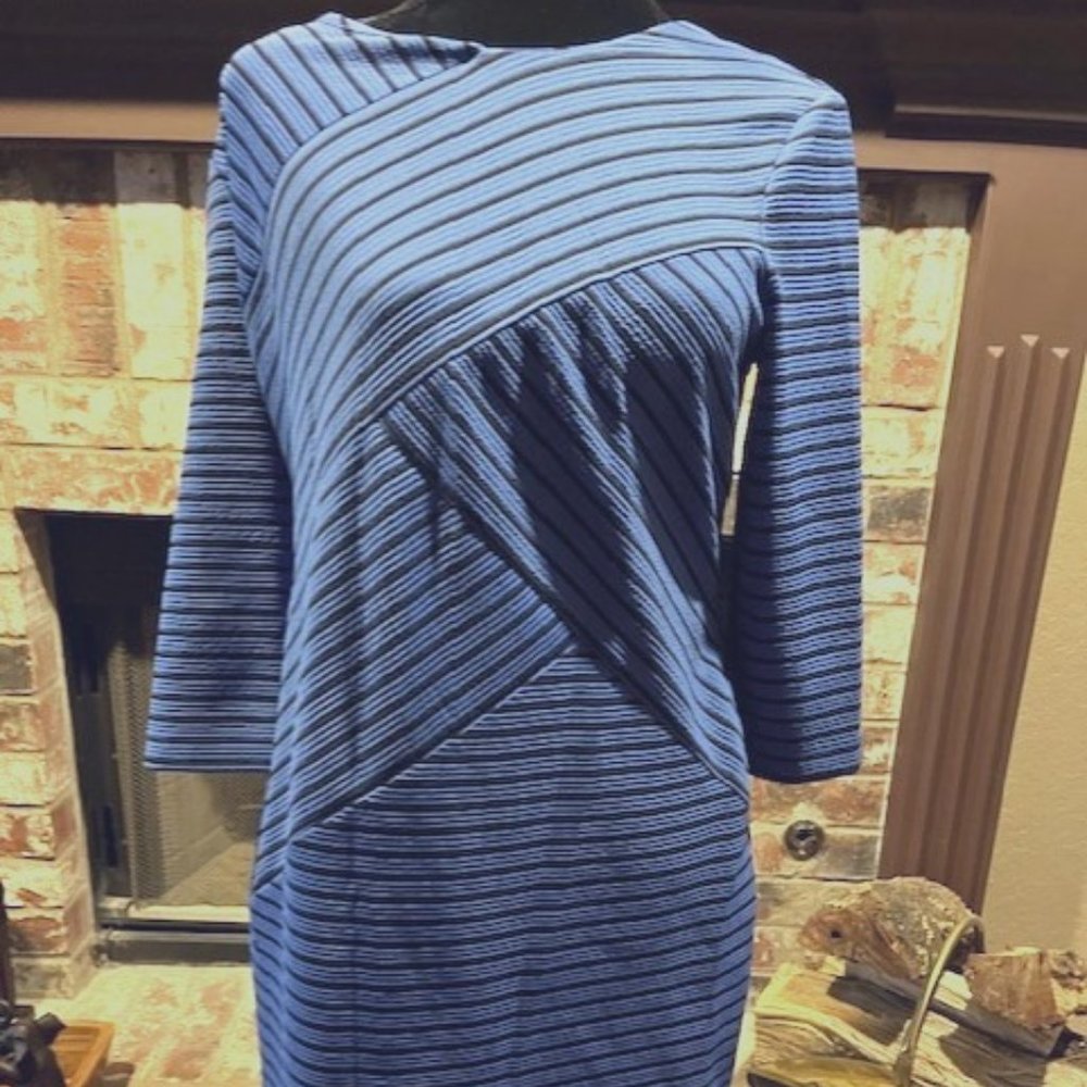 AB Studio Black and Blue Striped Dress